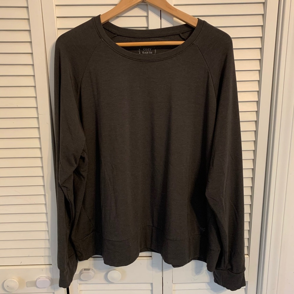 Cozy‎ Earth Brushed Bamboo Pullover Long Sleeve Raglan Crewneck Top Womens XXL